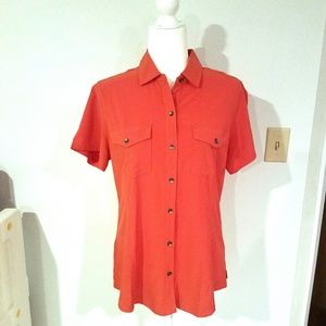 Eddie Bauer Departure Short Sleeve Orange Shirt M